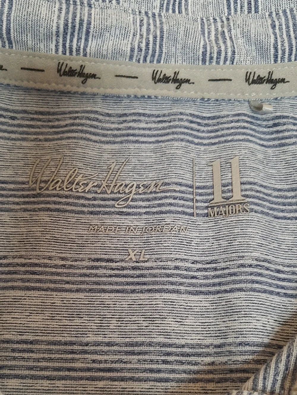 Walter Hagen Golf Polo Shirt Men's XL Gray Blue Striped Performance Short Sleeve - Picture 7 of 9